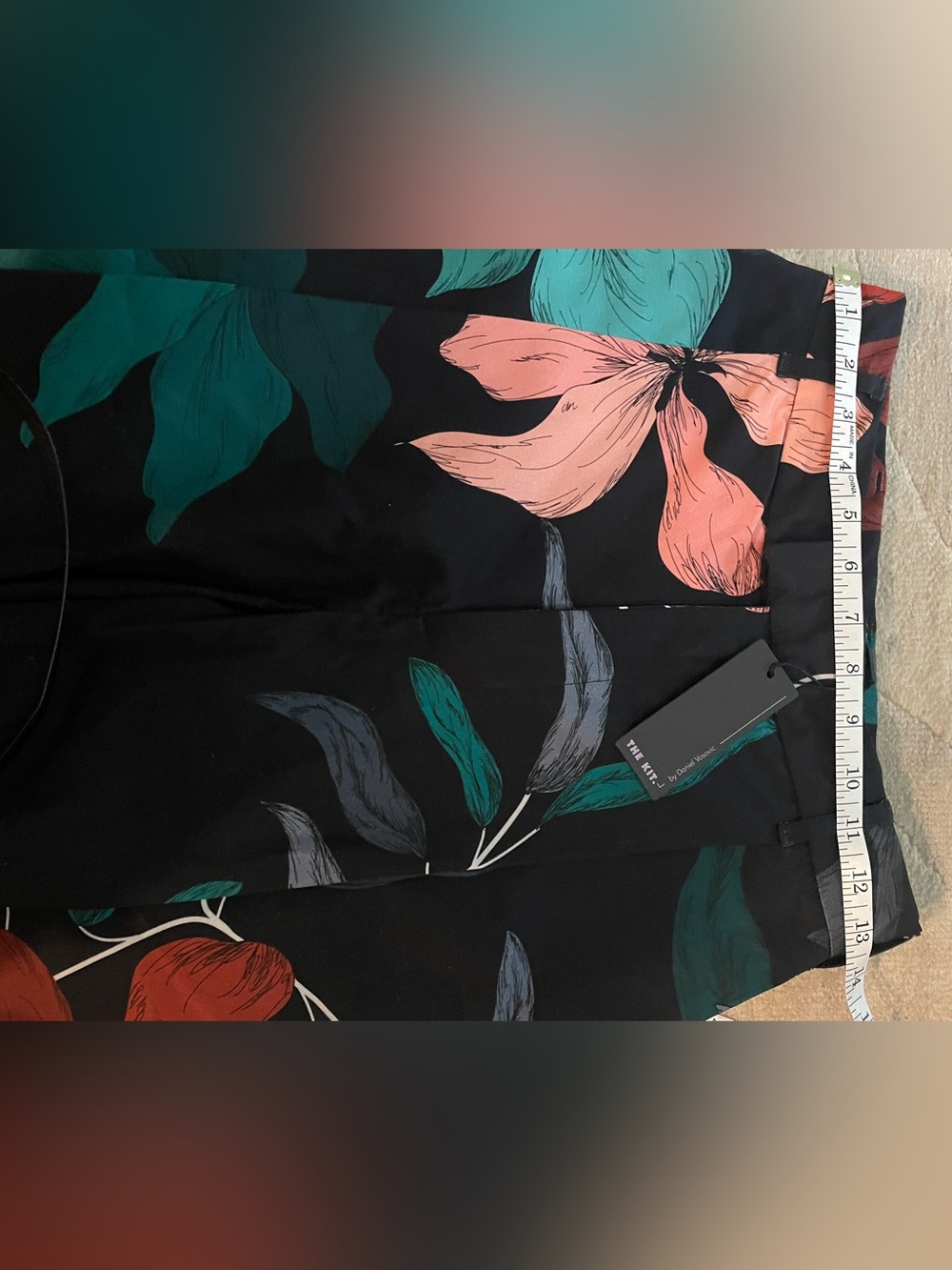 Floral Wide-Leg Pants - Black and Green - Picture 2 of 7